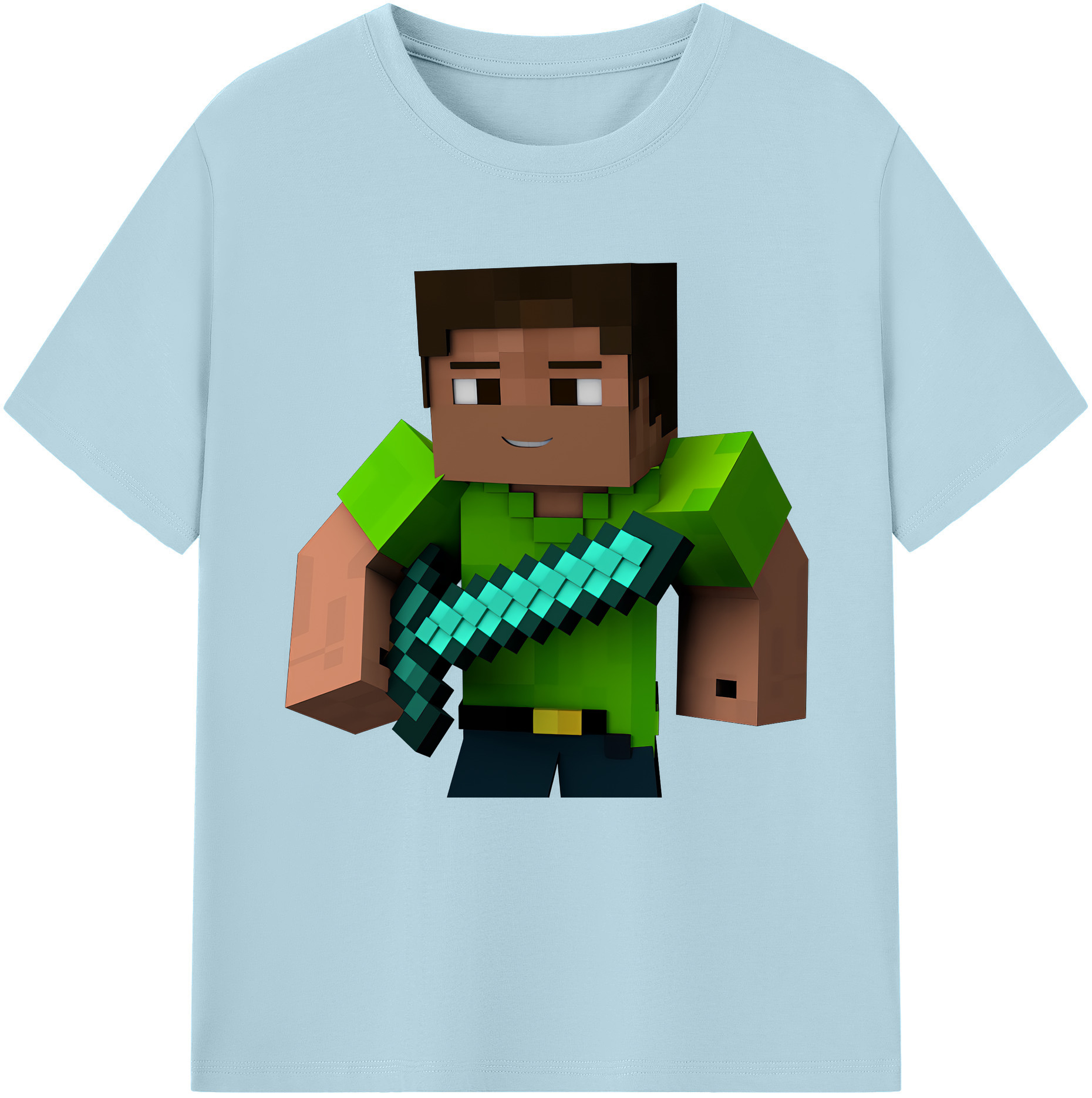 （画像用） マインクラフト ブロックの世界 Minecraft MC Block world 綿100％半袖Tシャツ（フロントプリント）